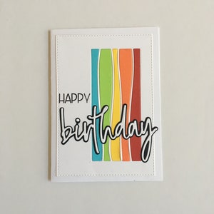 Handmade Happy Birthday Rainbow in White Birthday Card