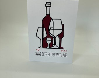 Handmade Age Gets Better with Wine Birthday Card