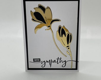 Handmade With Sympathy Floral  Greeting Card