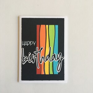 Handmade Happy Birthday Rainbow in Black Birthday Card