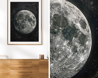 Moon Print | Space Wall Art Decor | Moon Wall Decor | Printable Planets | Solar System Print | Astronomy Poster | Celestial Bodies Print