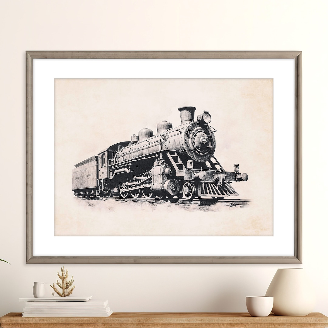 Vintage Steam Train Print | Black & White Train Print | Train Poster ...