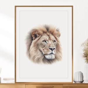 Löwen Druck | Tierporträt | Löwe Wandkunst | Kinderzimmer Dekor | Kinderzimmer Wand Kunst | Buntstift Zeichnung | Safari Tiere