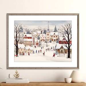 Vila do Natal Pôsteres de <br> Entrega Rápida? arte do Natal vintage pôster | Decoração de arte de parede de férias | País das Maravilhas do Inverno | Feliz Natal | Download Digital
