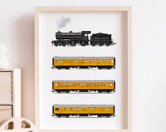 Kids Room Train Print | Locomotive Train | Train Poster | Train Nursery Decor | Train Set | Kid Room Decor | Boys Room Wall Art | Watercolor
