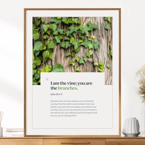 John 15:4-5 Print | Bible Verse Wall Art | Christian Artwork | Inspirational Scripture | Verse Poster | Instant Digital Download