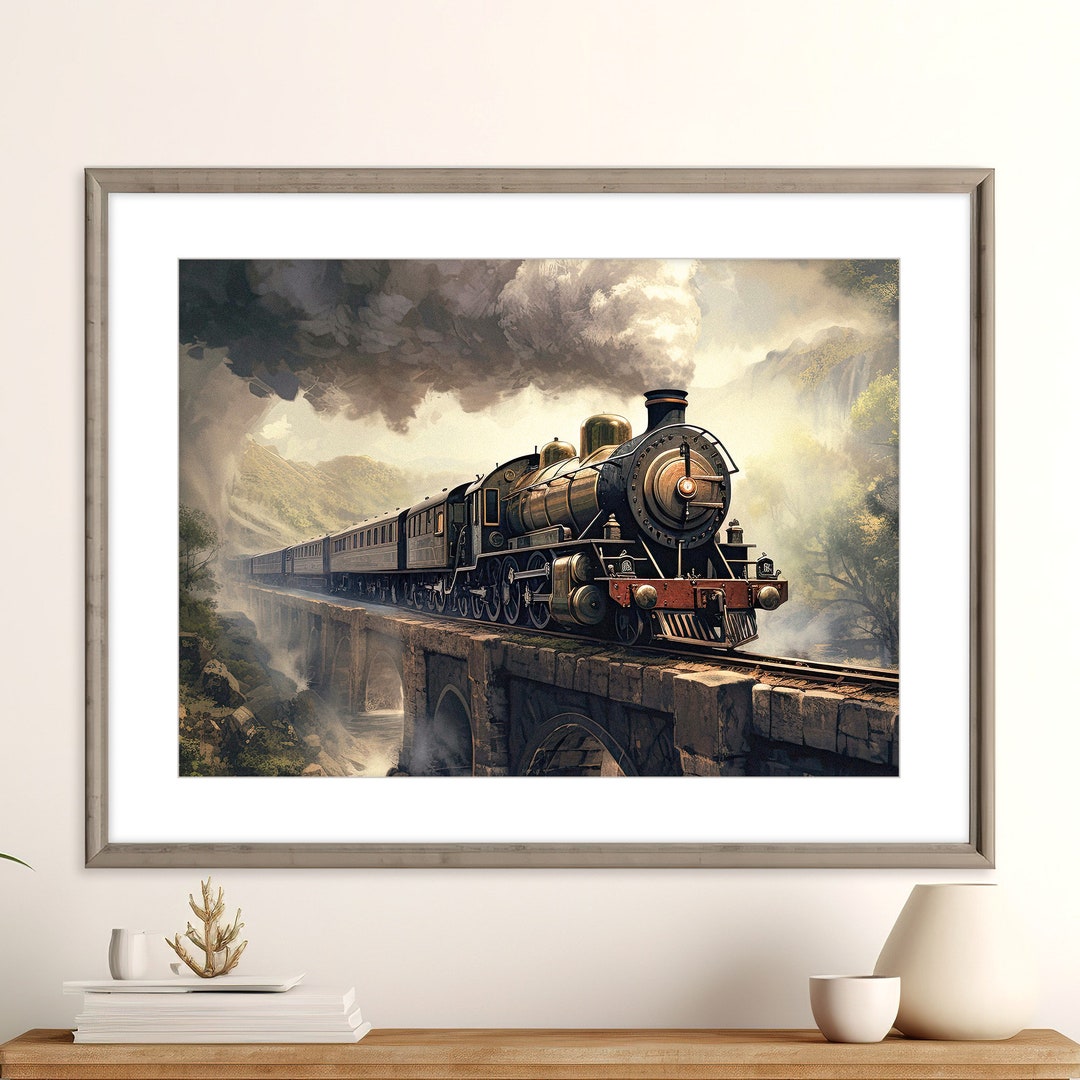 Vintage Steam Train Print | Classic Train Poster | Railroad Art ...