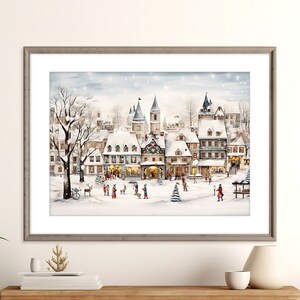 Vila do Natal Pôsteres de <br> Entrega Rápida? arte do Natal vintage pôster | Decoração de arte de parede de férias | País das Maravilhas do Inverno | Feliz Natal | Download Digital