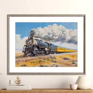 Union Pacific Steam Train Print | Scenic Desert Landscape | American Railway Poster | Steam Train Print | Union Pacific Railfan Art