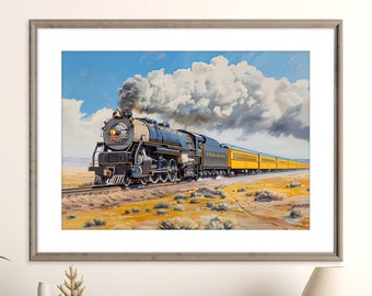 Union Pacific Steam Train Print | Scenic Desert Landscape | American Railway Poster | Steam Train Print | Union Pacific Railfan Art