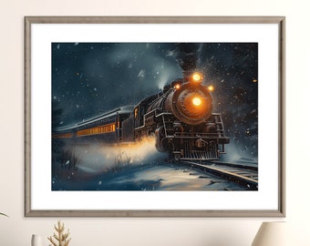 The Polar Express Train Print | Winter Scene | Train Art Poster | Christmas Train Print | Printable Wall Decor | Instant Digital Download