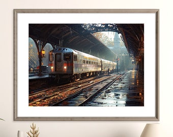 Chicago L Train Print / Cartel de arte del tren / Impresión de tren vintage / Decoración de arte de pared imprimible / Descarga digital instantánea