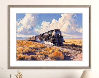 Union Pacific Big Boy 4014 Train Print | Steam Train Railfan Art Poster | Printable Wall Art Decor | Instant Digital Download