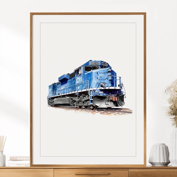 Stampa D'Arte Incorniciata Wee Blue Coo - Treno A Vapore Del Galles, Cornice Legno 23x18 Cm - copertina