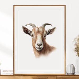 Ziege Druck | Tierporträt | Ziege Wand Kunst | Kinderzimmer Dekor | Kinderzimmer Wand Kunst | Buntstift Zeichnung | Bauernhof Tiere