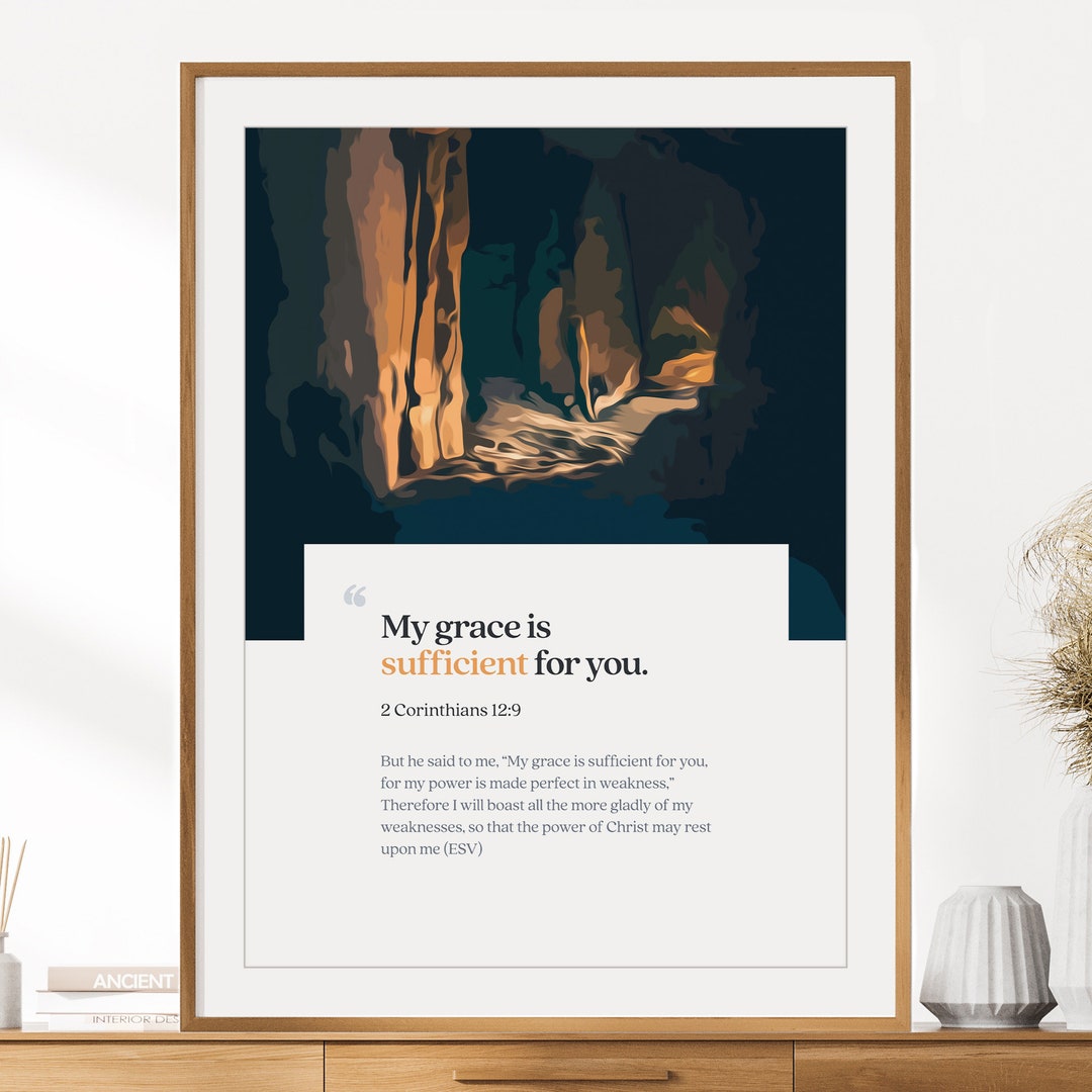 Instant Print Cor 2 Corinthians 12:9 Print Bible Verse Wall Art Christian Artwork ...