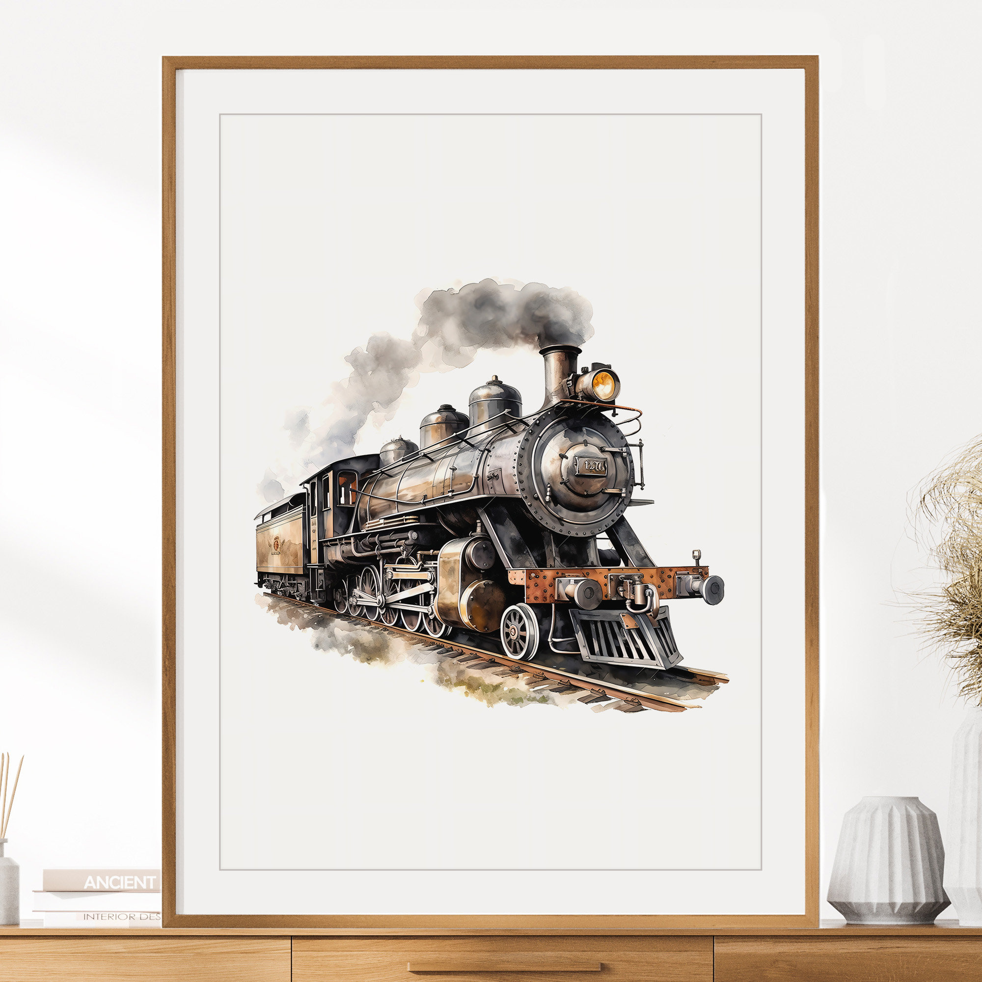 Vintage Steam Train Print | Railroad Room Decor | Train Decor | Boy Bedroom Art | Locomotive Print | Kid Room Decor | Railroad Print