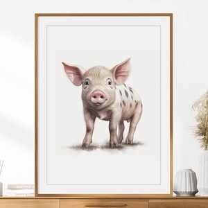 Schwein Druck | Tierporträt | Schwein Wand Kunst | Kinderzimmer Dekor | Kinderzimmer Wand Kunst | Buntstift Zeichnung | Bauernhof Tiere