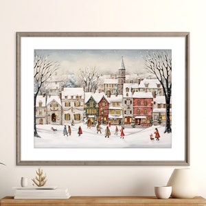 Vila do Natal Pôsteres de <br> Entrega Rápida? arte do Natal vintage pôster | Decoração de arte de parede de férias | País das Maravilhas do Inverno | Feliz Natal | Download Digital
