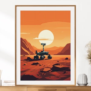 Impressão retro do espaço de Marte Rover de <br> Entrega Rápida? Ilustração do Rover de Marte | Decoração de arte de parede espacial | espaço retro pôster | Arte da parede do quarto dos meninos | Arte espacial vintage