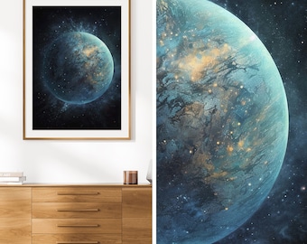 Planète Neptune impression | Décoration d'art murale spatiale | Affiche de Neptune | Planètes imprimables | Impression du système solaire | Poster d'astronomie | Collectionnez les 9 !