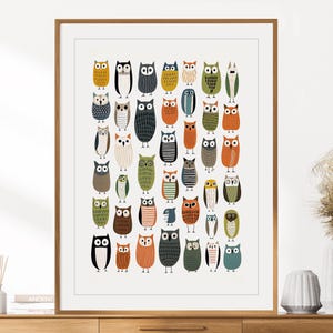 Skurril Herbst Eulen Print | Herbst Wand Dekor | Kleine Eule Illustration | Saisonale Wandkunst | Niedliche Halloween-Schleiereule