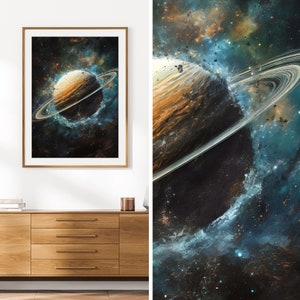 Planet Saturn Print | Space Wall Art Decor | Saturn Poster | Printable Planets | Solar System Print | Astronomy Poster | Collect All 9!