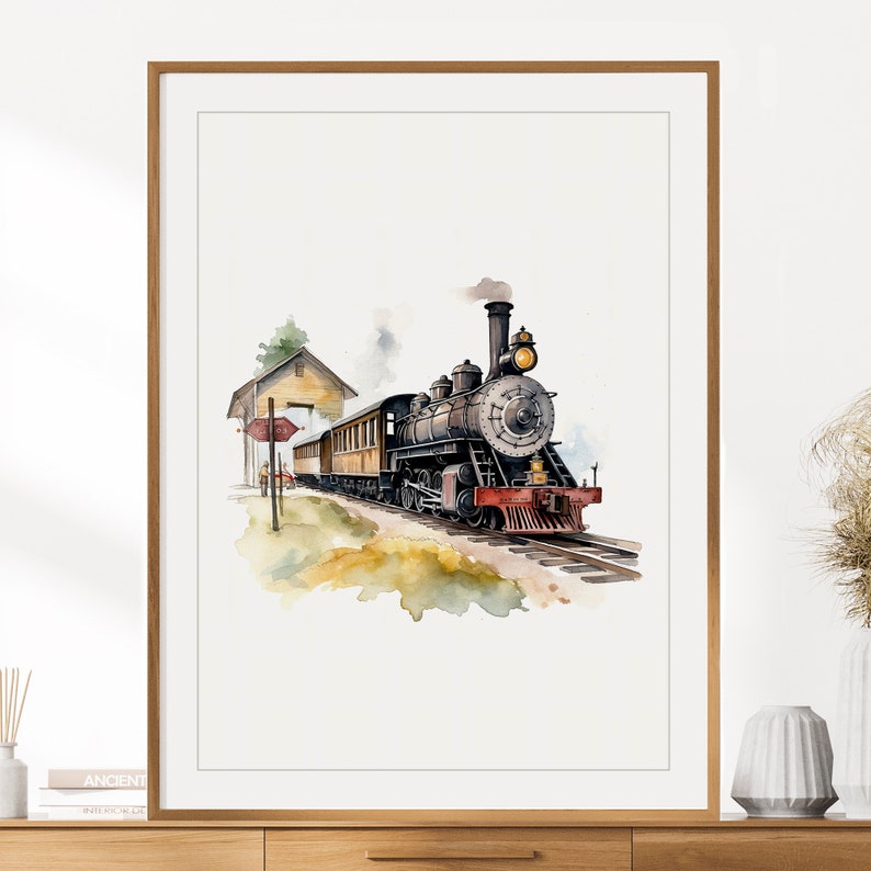 Vintage Steam Train Print | Locomotive Train Art | Train Poster ...