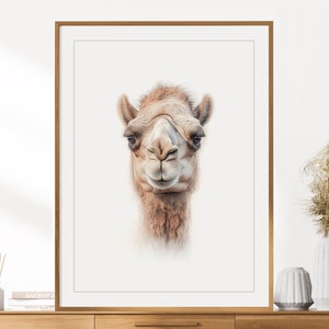 Kamel Druck | Tierportrait | Kamel Wandkunst | Kinderzimmer Dekor | Kinderzimmer Wandkunst | Buntstift Zeichnung | Safaritiere
