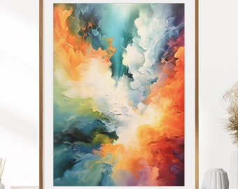 Abstract Acrylic Print | Multicolor Rainbow Burst | Textured Wall Art | Printable Wall Decor | Abstract Painting | Instant Digital Download