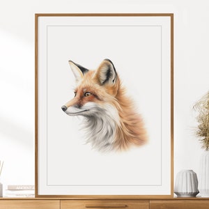 Fuchs Druck | Tierporträt | Fuchs Wandkunst | Kinderzimmer Dekor | Kinderzimmer Wand Kunst | Buntstift Zeichnung | Waldtiere