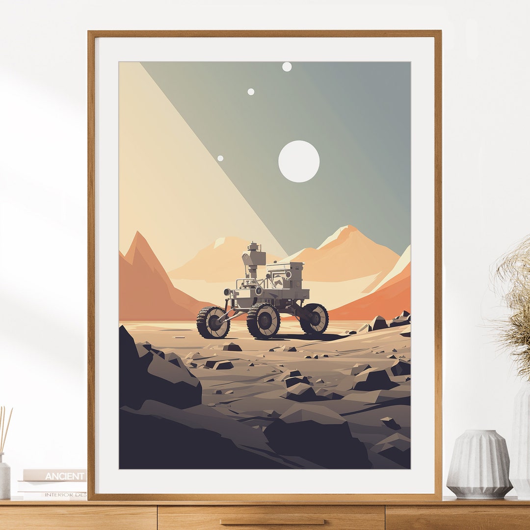 Retro Lunar Rover Print | Space Exploration Wall Art Decor | Retro Moon ...