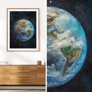 Planet Earth Print | Space Wall Art Decor | Earth Art Print | Printable Planets | Solar System Print | Astronomy Poster | Collect All 9!