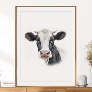 Kuh Druck | Tierportrait | Kuh Wandkunst | Kinderzimmer Dekor | Kinderzimmer Wandkunst | Buntstift Zeichnung | Bauernhof Tiere