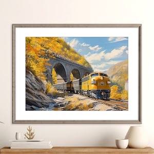 Conway Malerische Eisenbahn Druck | Diesellokomotive im Herbst | Herbst Zug Poster | Druckbare Zug Kunst | Sofortiger digitaler Download