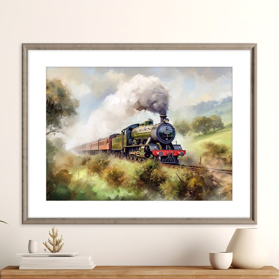 Flying Scotsman British Railway Train Print | Steam Train Poster ...
