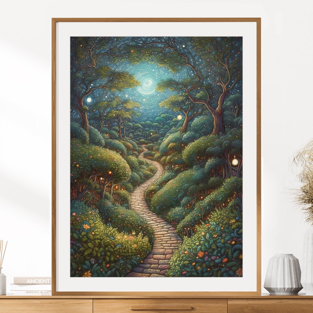 Enchanted Garden Print | Fantasy Wall Art | Magical Forest Print ...