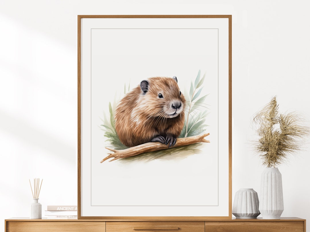 Beaver Print | Animal Portrait | Beaver Wall Art | Nursery Decor | Kids ...