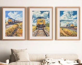 CSX Freight Train Prints (Set of 3) | CSX Railway Train Art | CSX Rail Transport | Printable Wall Art Decor | Instant Digital Download
