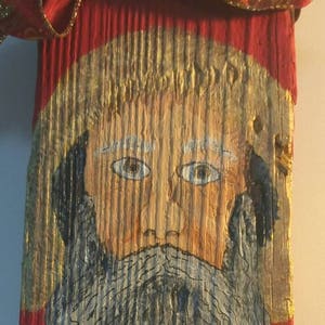 Santa, Driftwood Santa, Acrylic painting, Original Wall Art. 16x8x1 inches.Free shipping in contiguous U S only.