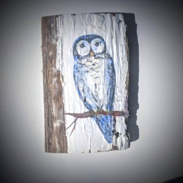 Owl painted on reclaimed wood. Free shipping in contiguous U S only.