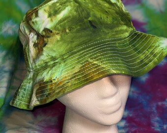 Tie Dye Bucket Hat | Green Hand Dyed Hat