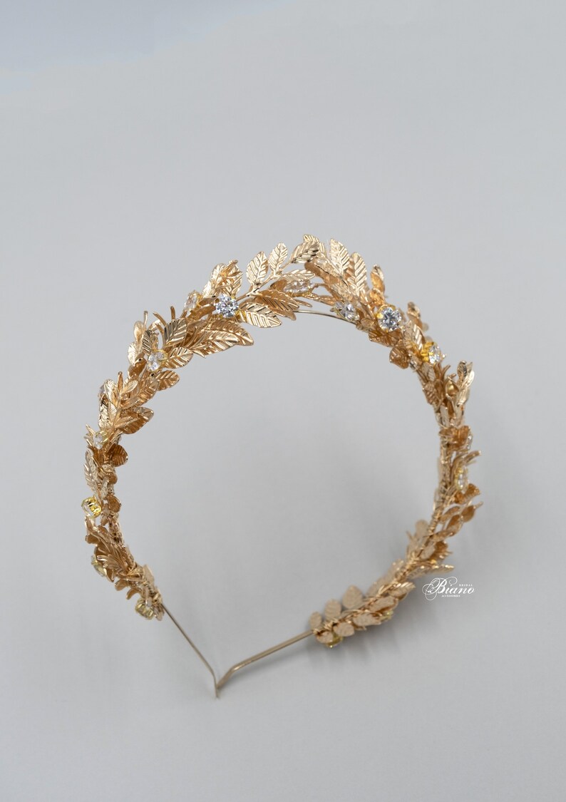 Gold leaf crown Bridal Laurel Leaf tiara Grecian Headband Etsy