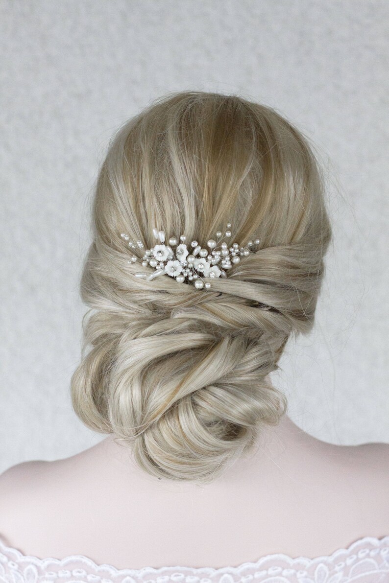 Wedding Hair Comb Pearl Headpiece Bridal Headpiece Bridal Blossom Hair Comb- KALLIOPE Wedding Hair Accessory Pearl Bridal Hair Comb