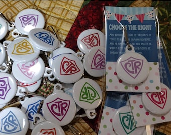 CTR zipper pulls with card and cello bag, baker's dozen, 13 for the price of 12, baptism, LDS, Primary gift, assorted colors