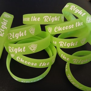 NEON CTR silicone bracelets, bulk packaging, cheapest price, no frills, child size, bundles of 5, bright green, color filled logo