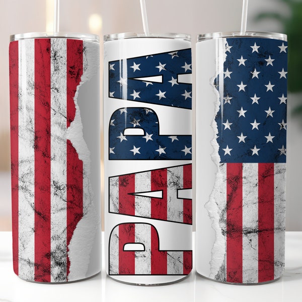 Papa Dad Tumbler Sublimation Transfer-Ready To Press-Dad Tumbler Designs- Fathers Day Tumbler Designs-- Heat Transfer-20 Ounce- Tumbler