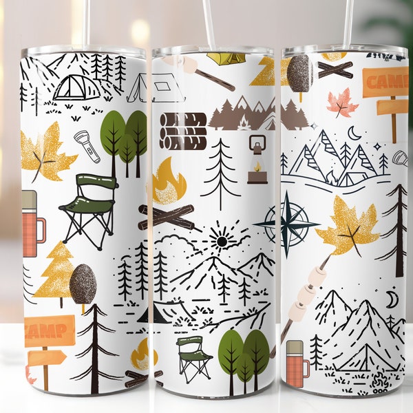 Outdoors Nature Camping  Tumbler Sublimation Transfer-Ready To Press- Camping Tumbler Designs -20 Ounce-30 Ounce  Tumbler Wrap