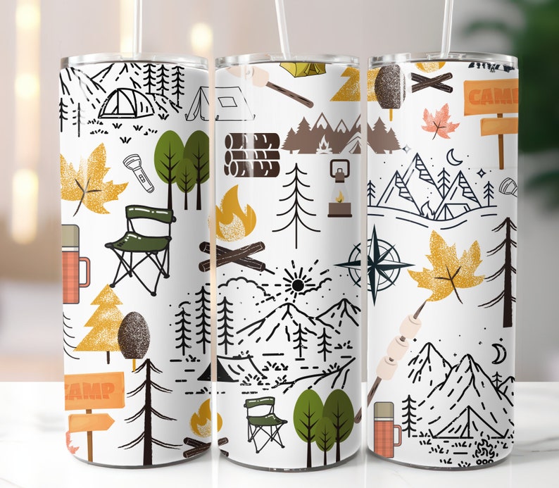Outdoors Nature Camping  Tumbler Sublimation Transfer-Ready To Press- Camping Tumbler Designs -20 Ounce-30 Ounce