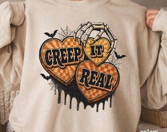 Skeleton Hand Halloween Sweatshirt Spooky Heart Crewneck